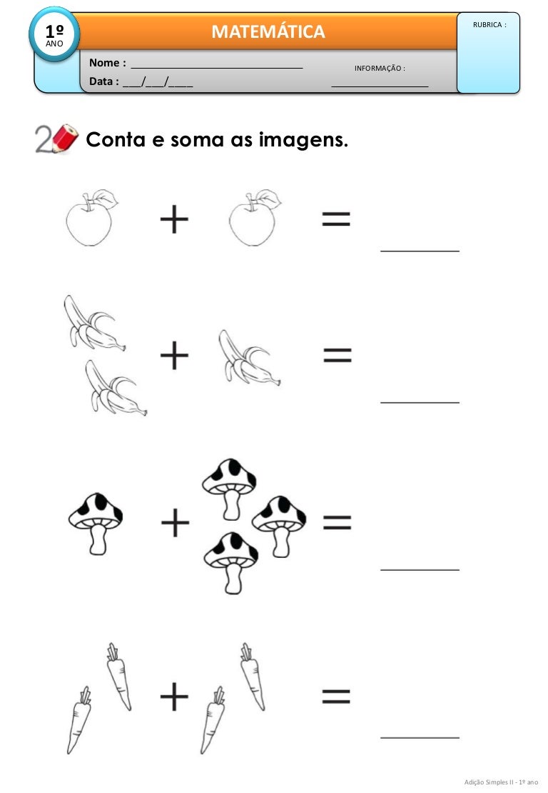 Atividade De Matematica 2 Ano Adição Simples