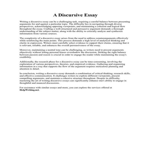 A Discursive Essay