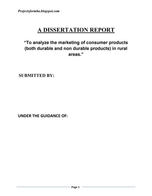 Dissertation report on retail