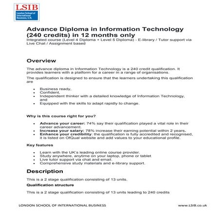 Level 6 Diploma in Information Technology | PDF