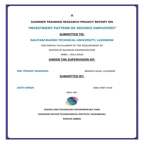 INVESTMENT PATTERN REPORT
