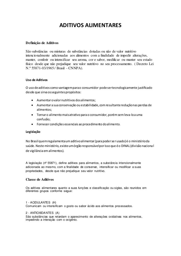 Aditivos alimentares Aditivos alimentares