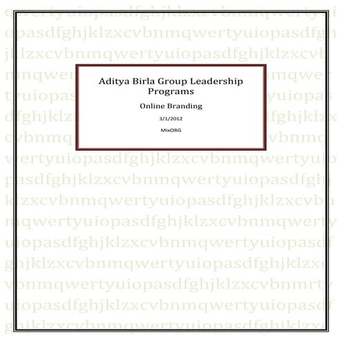 Aditya Birla Group Case Study Online Branding Doc Pdf