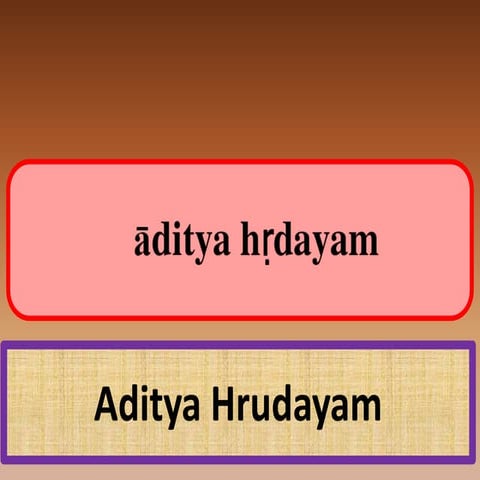 Aditya Hrudayam English Transliteration
