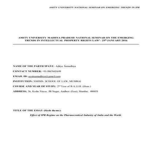 Aditya samadhiya IPR