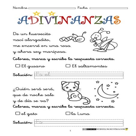 ADIVINANZAS 1 PARA NIÑOS | PDF