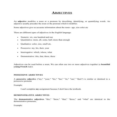 Adjectives and its types | PPTX