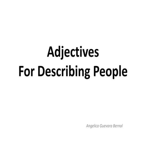 Adjectives For Describing People