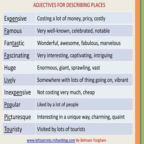 Adjectives For Describing Places