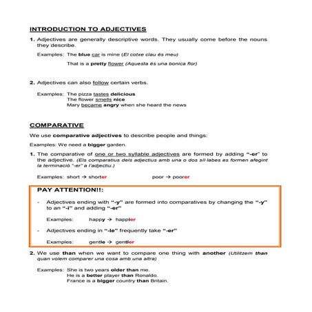 Adjectives comparatives and superlatives | PDF