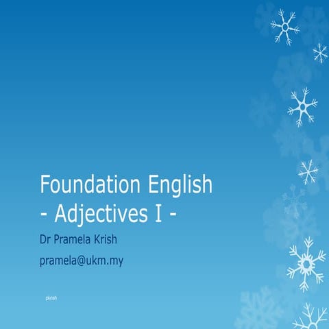 Adjectives adjectives 1 and 2