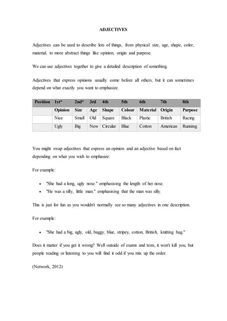 Les adjectifs BAGS/BANGS | PPT