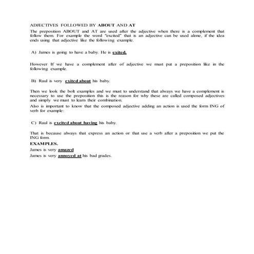 Adjectives followed by about