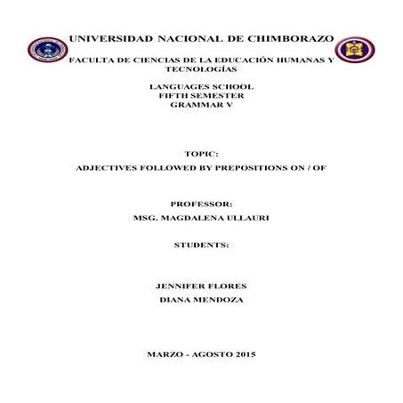 Adjectives prepositions on