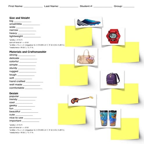 Adjectives for describing things | PDF