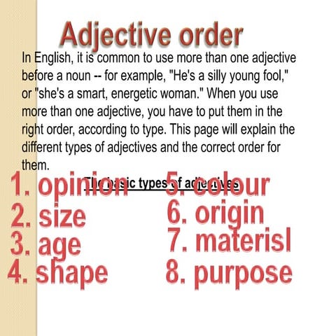 Adjectives usages