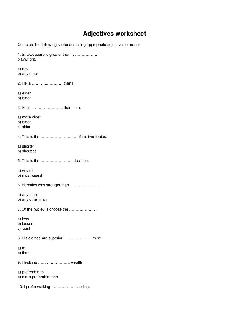 Workbooks identifying adjectives worksheets : Important Adjectives worksheet by Coaching Classes in Mumbai