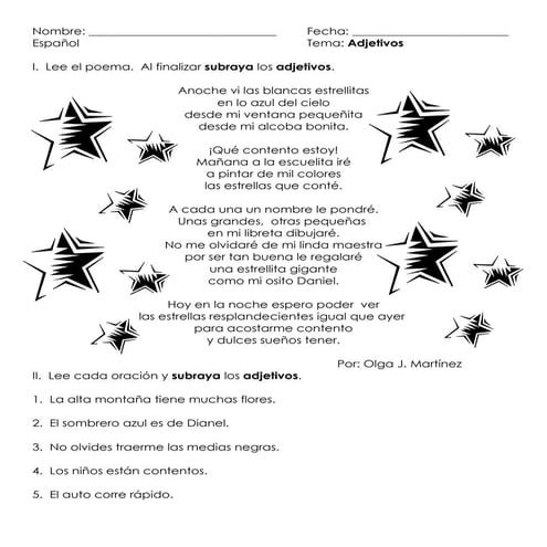 Poema para trabajar adjetivos
