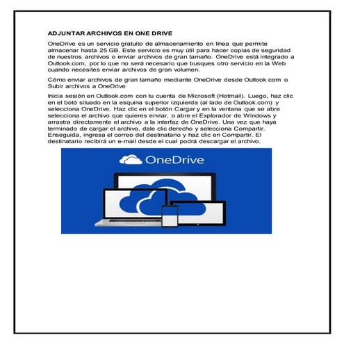 Adjuntar archivos en one drive