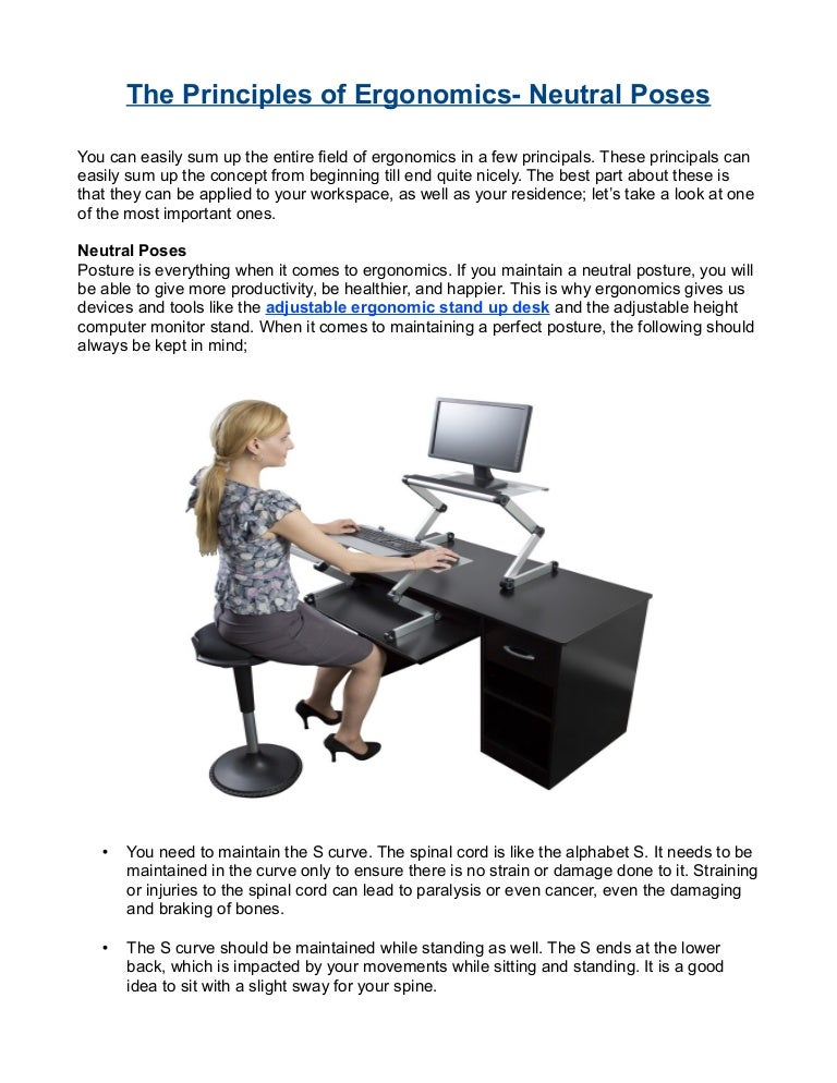 The Principles of Ergonomics Neutral Poses