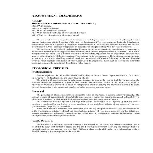Adjustment Disorders