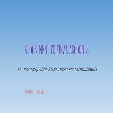 Adjustments to final accounts