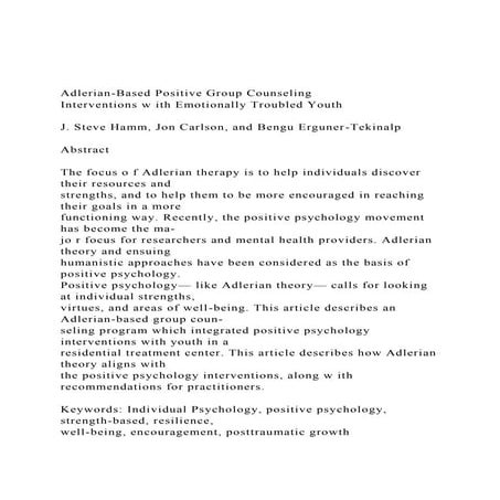 Adlerian-Based Positive Group Counseling Interventions w ith.docx