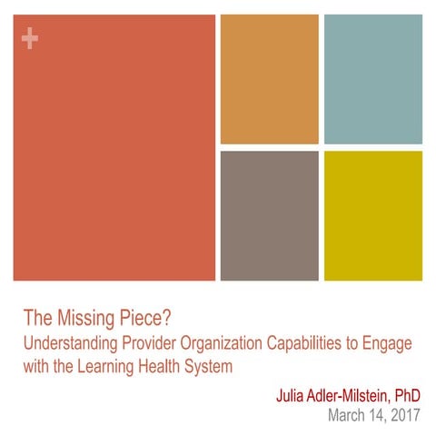 The Missing Piece? Understanding Provider Organization Capabilities to Engage...