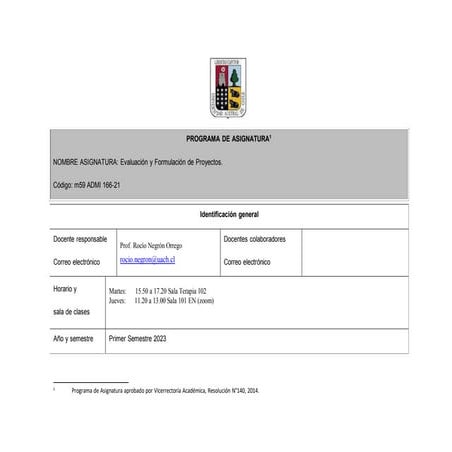 programa de asignatura de administracion