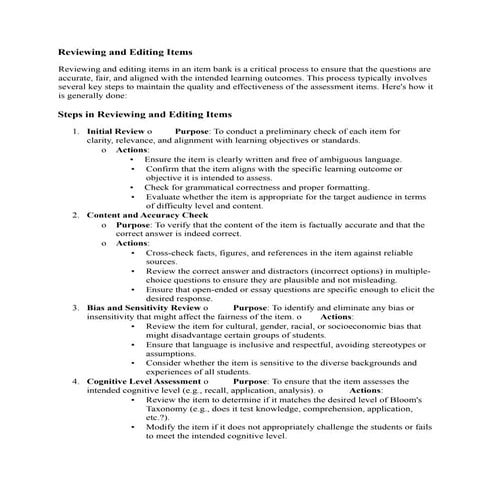 Eductional assessment: Administering and scoring the test Reviewing and Editi...