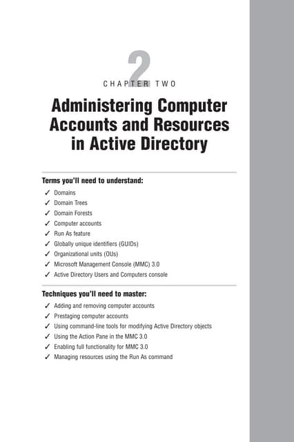 Administering computer accounts and resources in active directory