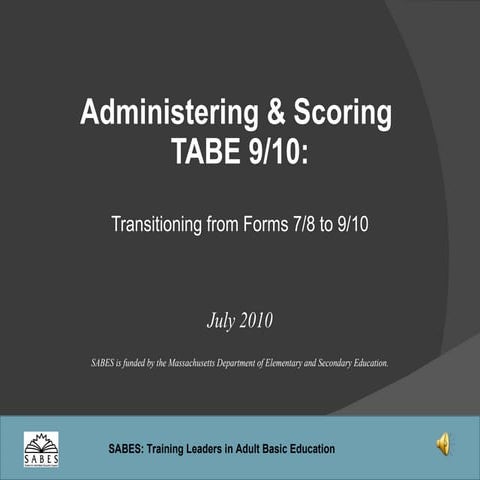 Administering & scoring tabe 9 10 | PPT
