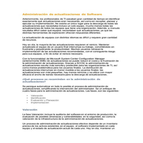 Administración de actualizaciones de software | DOCX