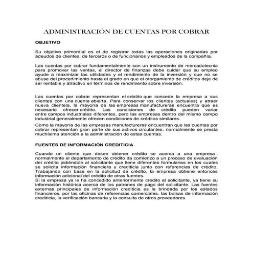 Administración de cuentas por cobrar
