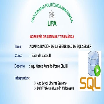 Administracion de la seguridad de sql server | PPTX