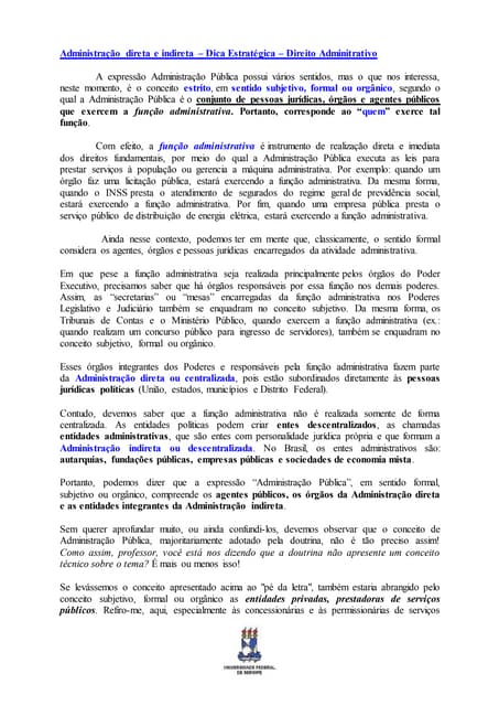 Administração direta e indireta