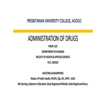 PRESENTAION ON ADMINISTRATION OF DRUGS PPT