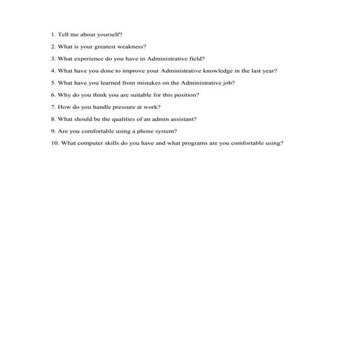 Administrative Analyst Interview Questions And Answers Doc