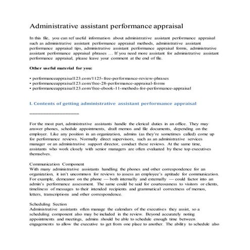 Administrative assistant performance appraisal