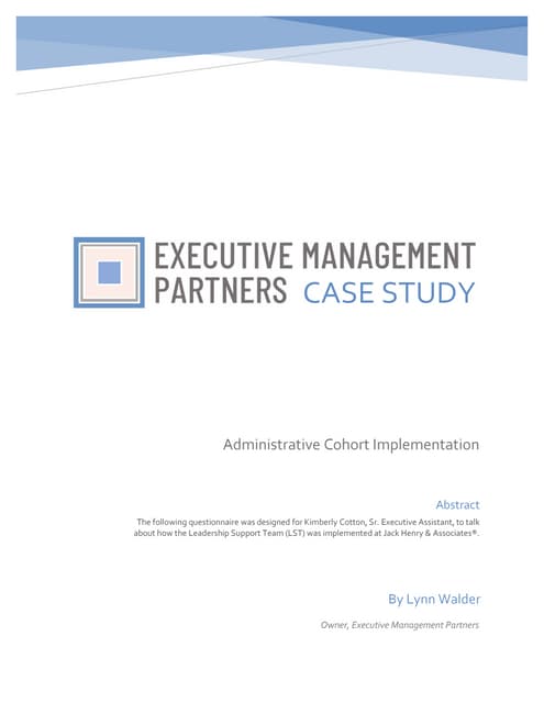 Administrative Cohort Implementation Case Study 2021
