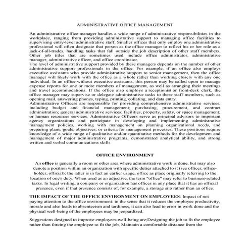 Administrative office management