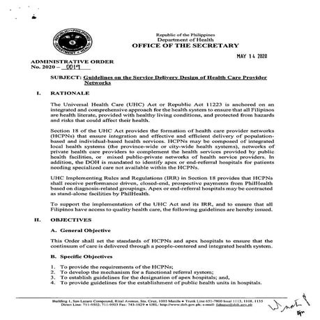 Administrative Order No. 2020-0019 - Service Delivery Design of HCPN_feec13ef...