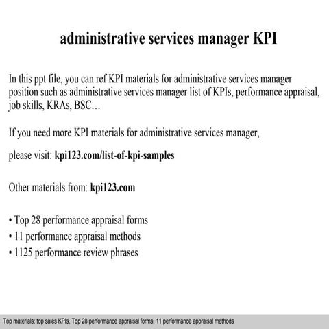 Administrative services manager kpi