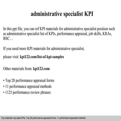 Administrative specialist kpi