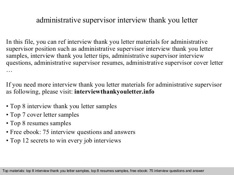administrative supervisor cover letter
