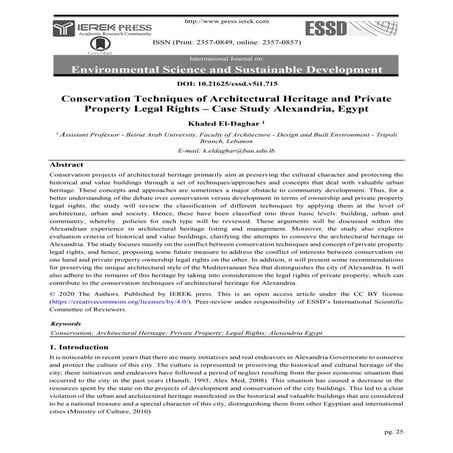 Conservation Techniques of Architectural Heritage and Private Property Legal ...