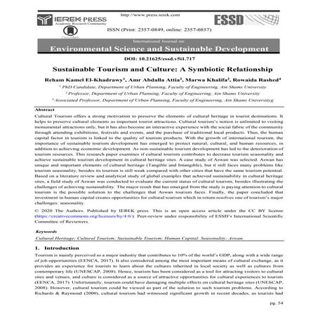 Sustainable Tourism and Culture: A Symbiotic Relationship