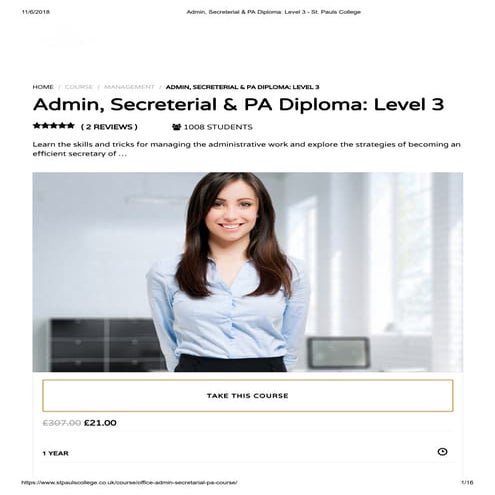 Admin, Secreterial & PA Diploma: Level 3 - St. Pauls College