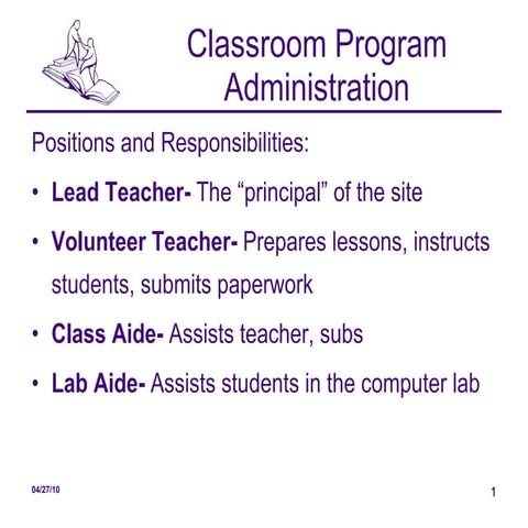Classroom Programs Administrative Section