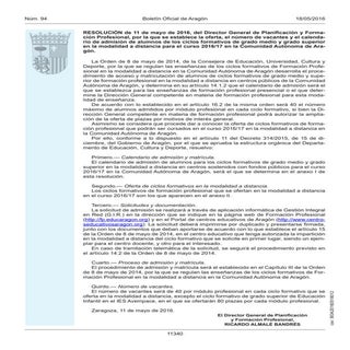 Proceso Admisión FP a distancia 201...